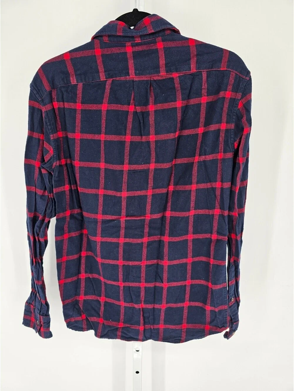 J Crew Mens Sz M Slim Fit Long Sleeve Button Up Plaid Shirt Blue Red Windowpane
